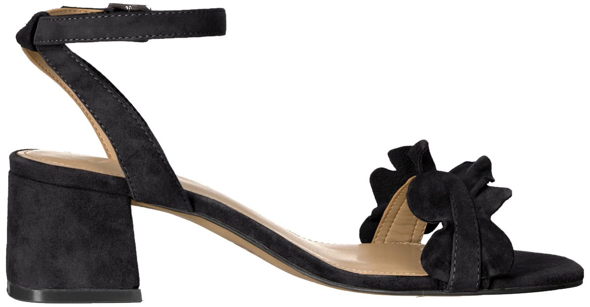 Amazon Brand - The Fix Women's Lizzie Block Heel Ruffled Sandal Heeled, Black Suede, 9 B US