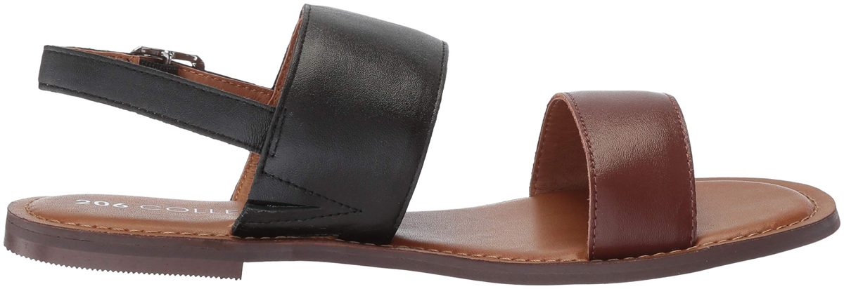Amazon Brand - 206 Collective Women's Cedar Casual Double Band Sandal, Cognac/Black Leather, 11.5 B US