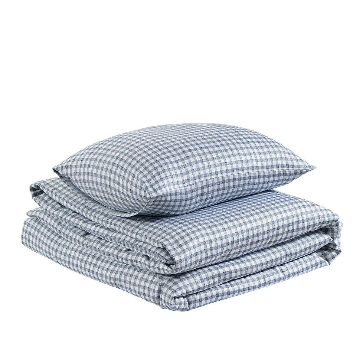 AmazonBasics Organic Sateen Cotton Sheet Set, White Check