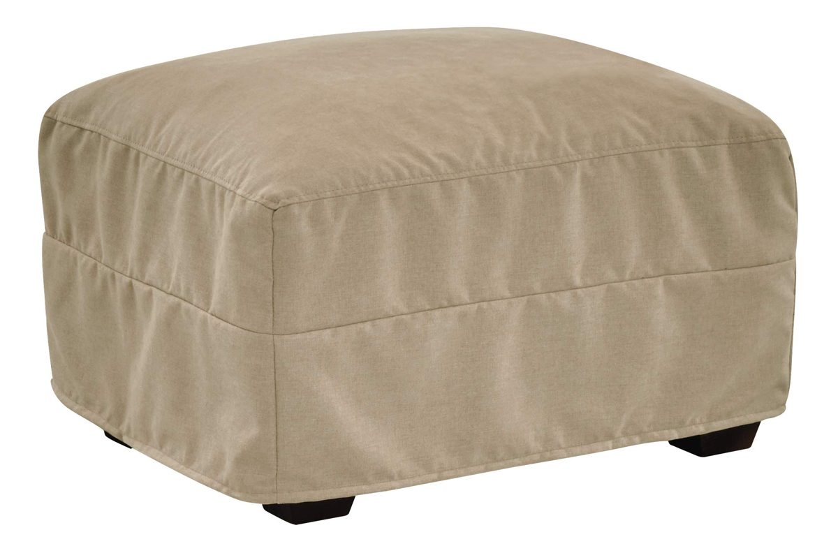 Amazon Brand – Stone & Beam Conner Slipcover Ottoman, 28"W, Linen
