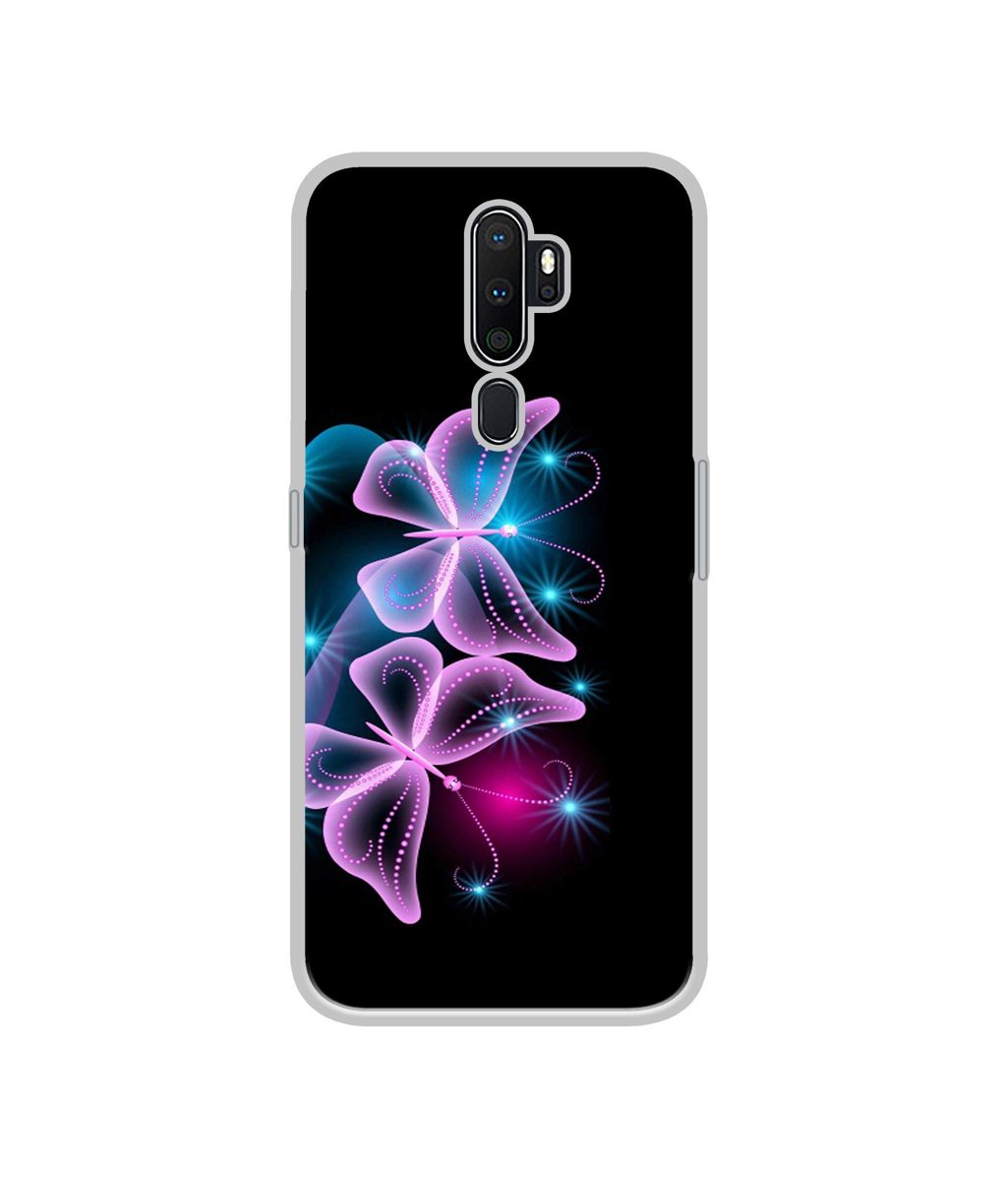 Amazon Brand - Solimo Designer Butterflies Neon Light UV Printed Soft Back Case Mobile Cover for Oppo A9 (2020)