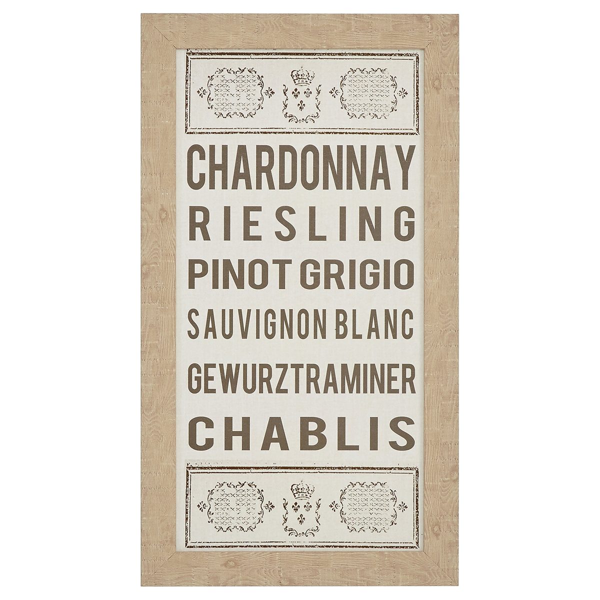 Amazon Brand – Stone & Beam Vintage White and Beige White Wine List, Beige Frame, 15" x 27"