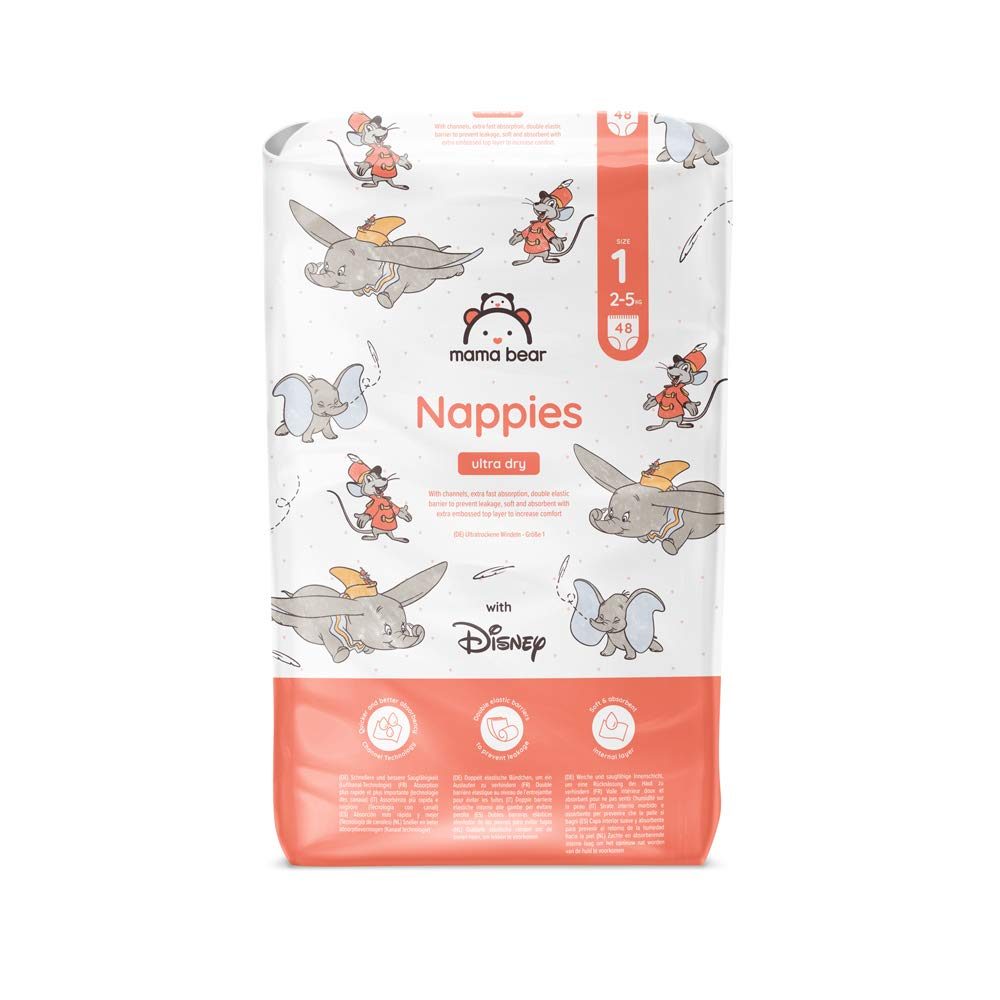 Mama Bear - Disney - 96 Ultra Dry Nappies - Size 1 (2 - 5 kg)