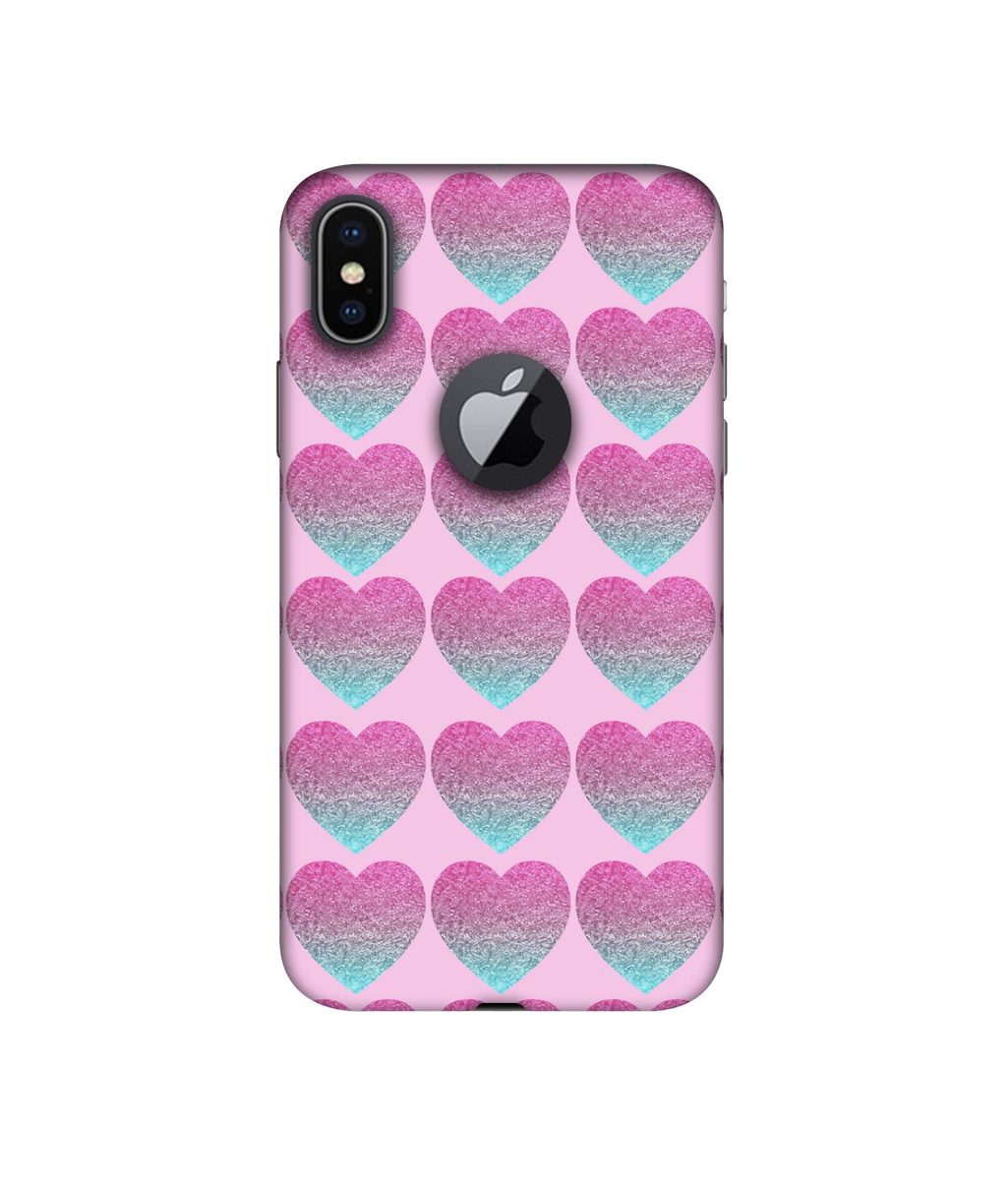 Amazon Brand - Solimo Designer Sparkle Heart Texture 3D Printed Hard Back Case Mobile Cover for Apple iPhone X (Logo Cut)