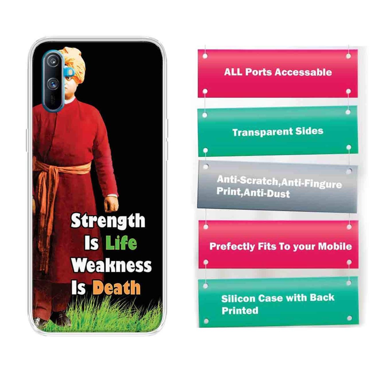 Amazon Brand - Solimo Designer Multicolor Vivekanandha Quote Printed Soft Back Case Mobile Cover for Realme C3
