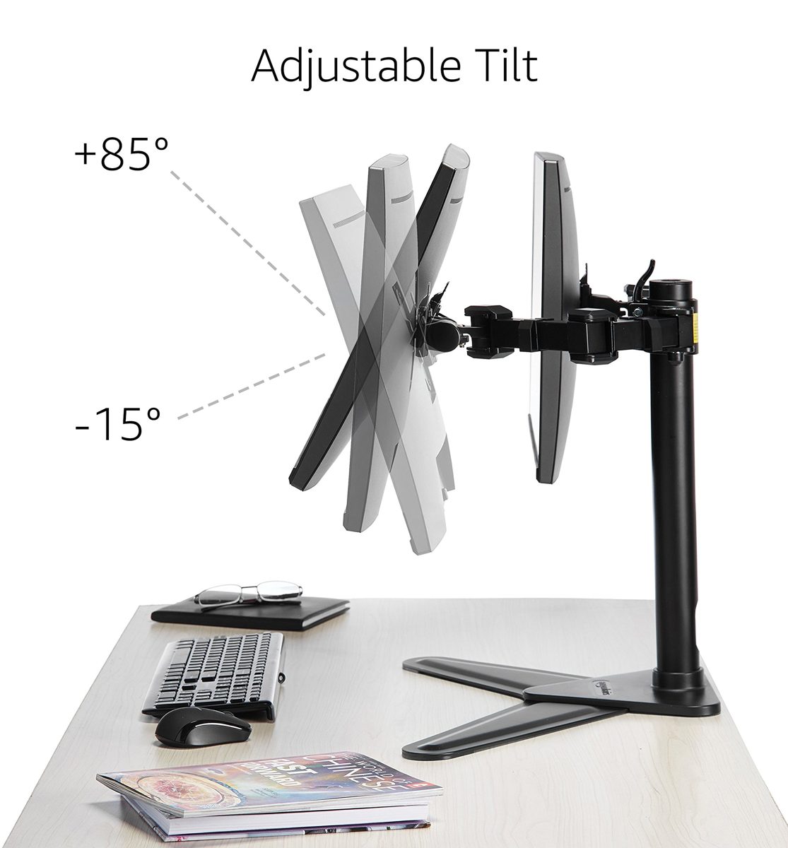 AmazonBasics Dual LCD Monitor Stand - Free Standing Mount, Steel
