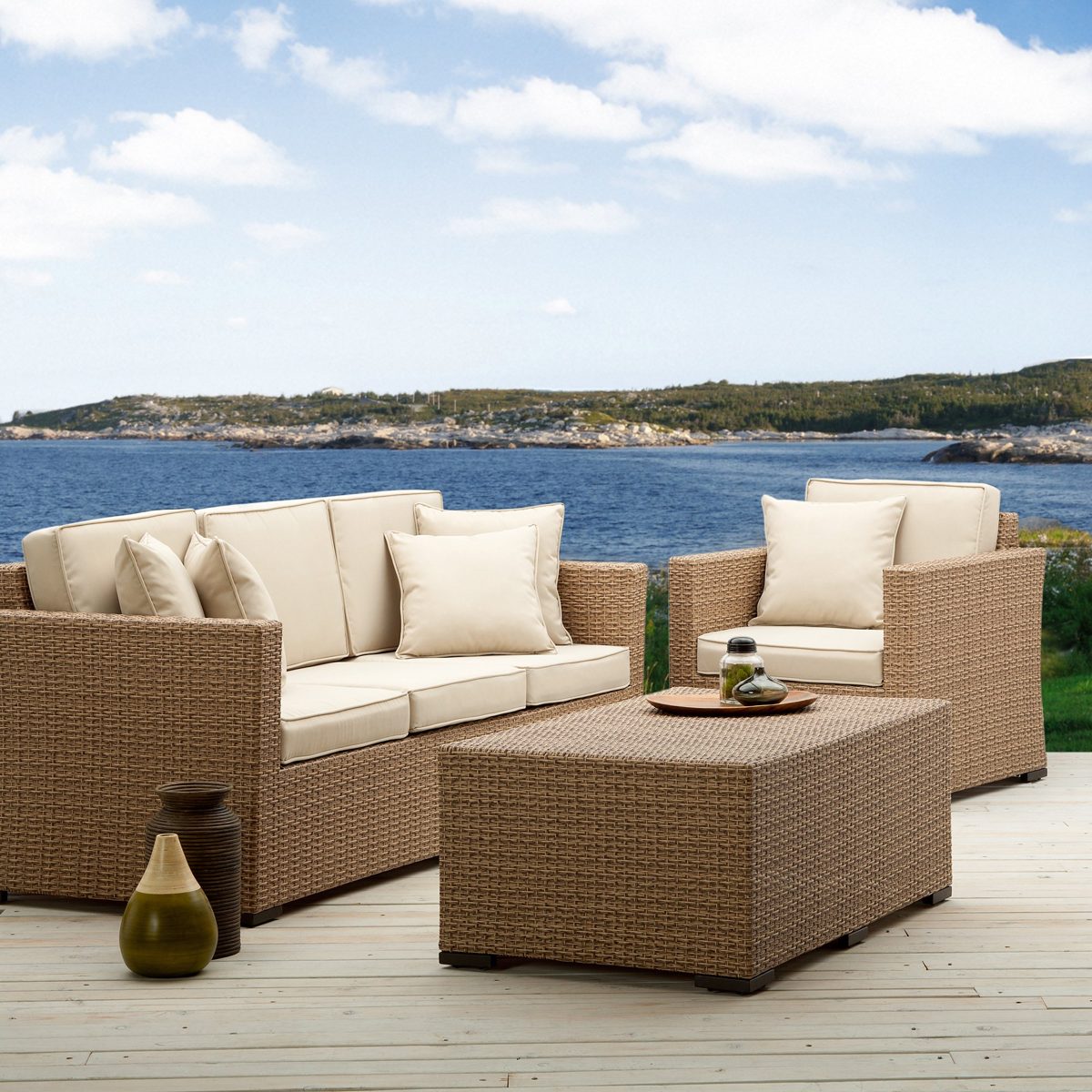 Strathwood Griffen All-Weather Wicker 3-Seater Sofa, Natural