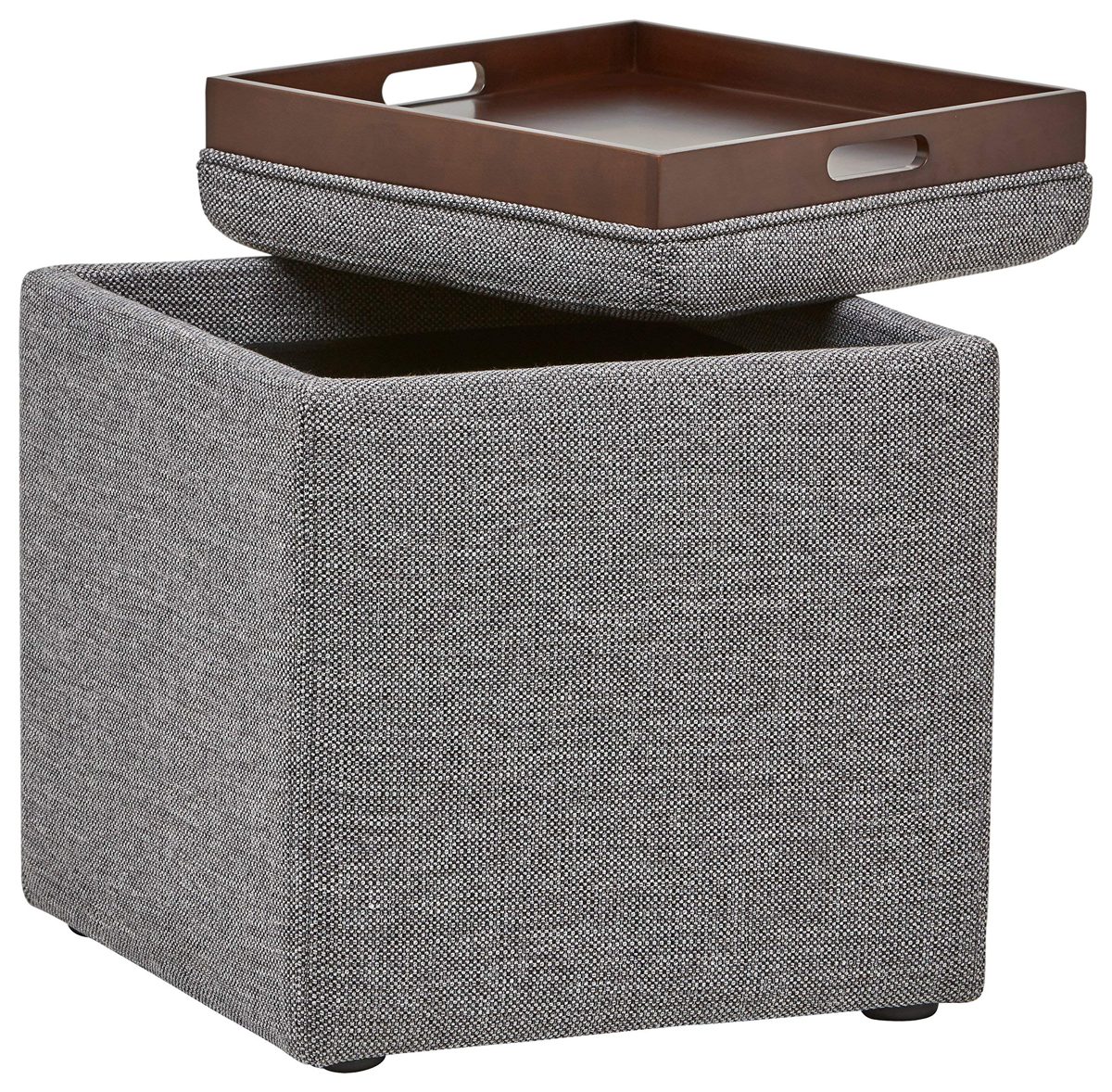 Rivet Ross Modern Tweed Lift-Top Storage Ottoman Pouf, 17.7"W, Grey Storm (Renewed)