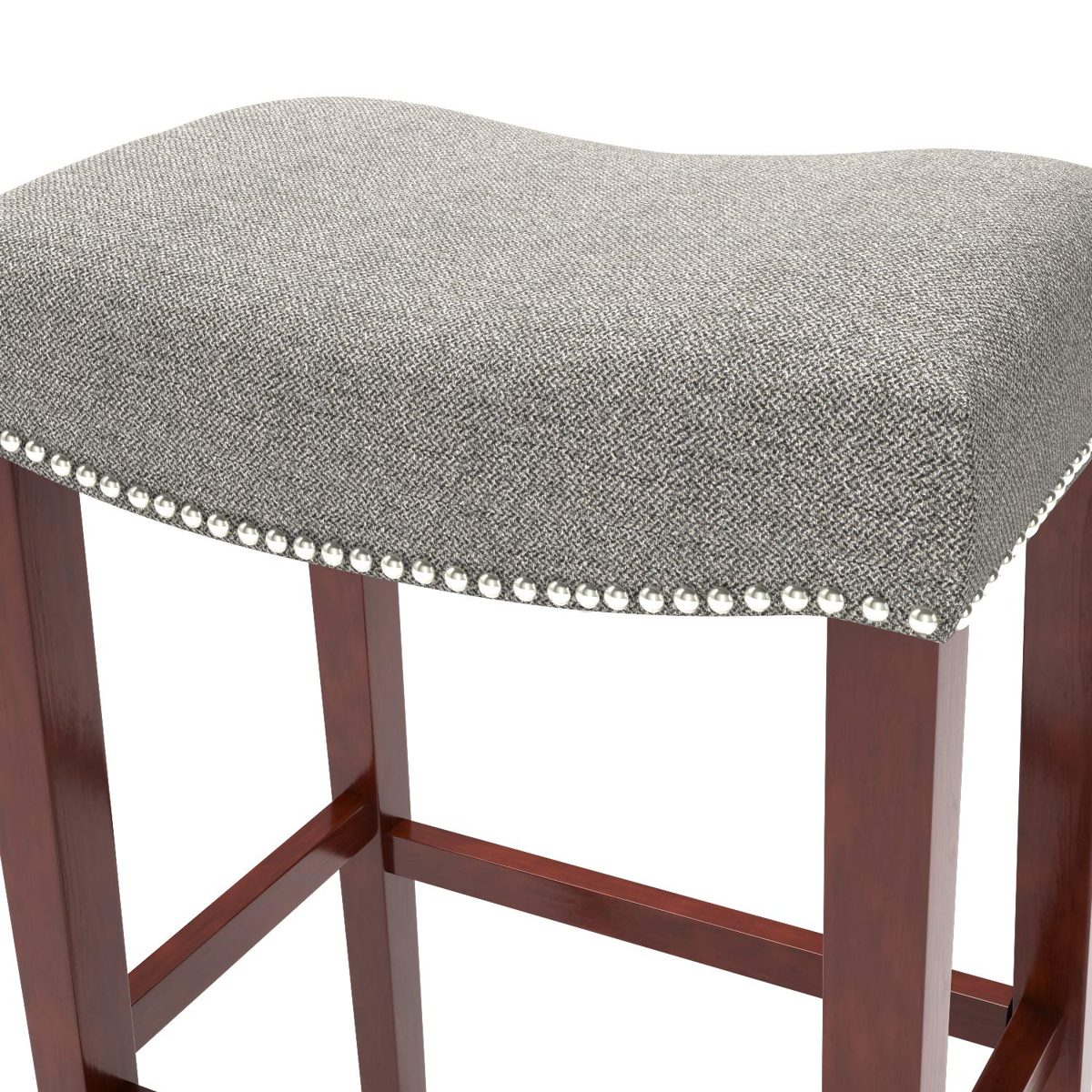 Ravenna Home Faraday Saddle Nailhead Bar Stool, 30.5"H, Zinc