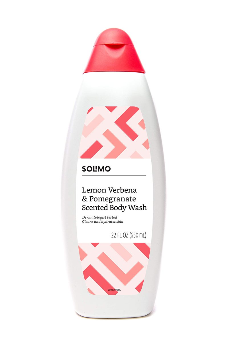 Amazon Brand - Solimo Body Wash, Lemon Verbena and Pomegranate Scented, Dermatologist Tested, 22 Fluid Ounce