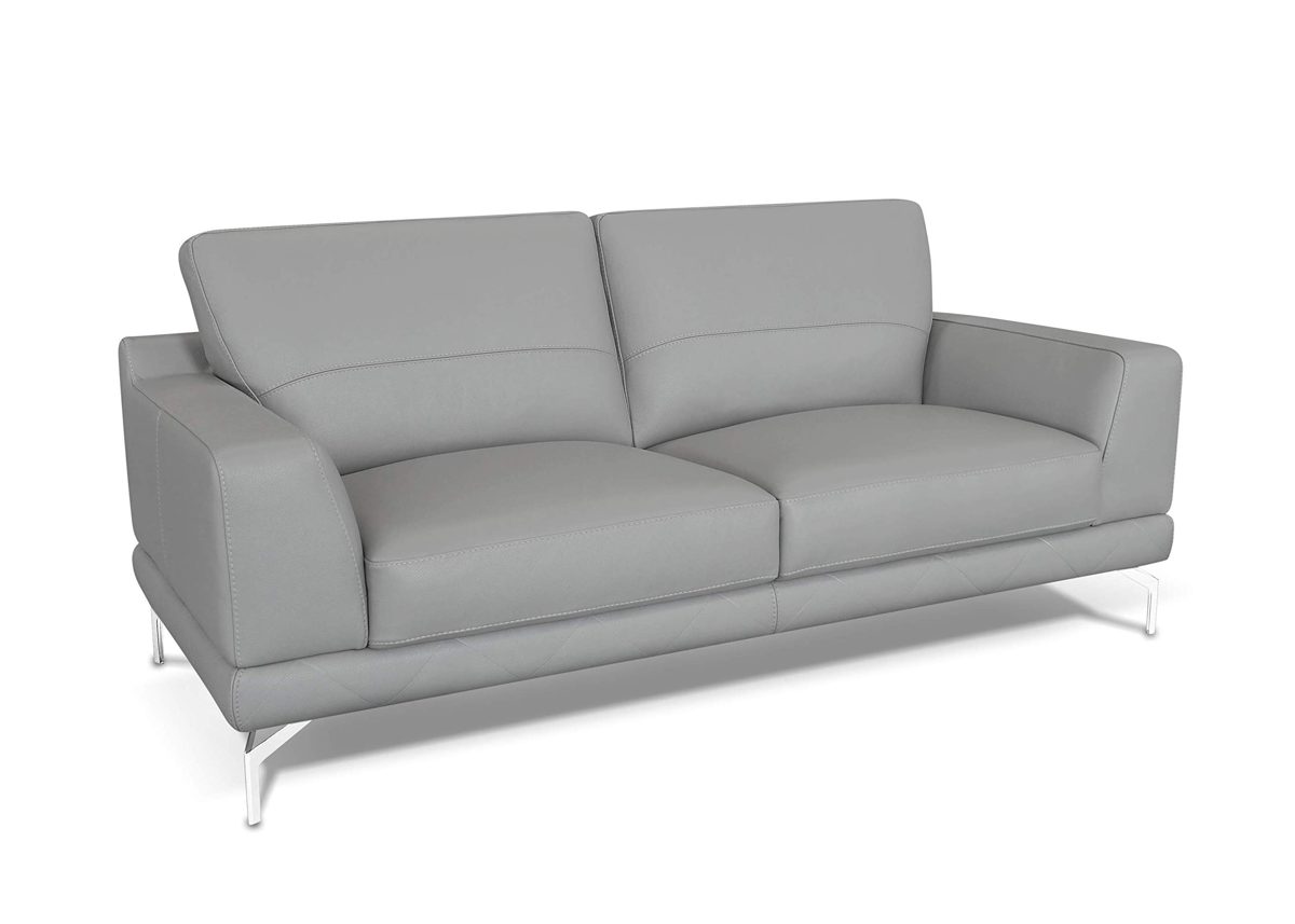 Amazon Brand - Alkove Marlow Hand-Crafted Leather Sofa, 2 Seater Maxi, 92 x 190 x 88cm, Light Grey