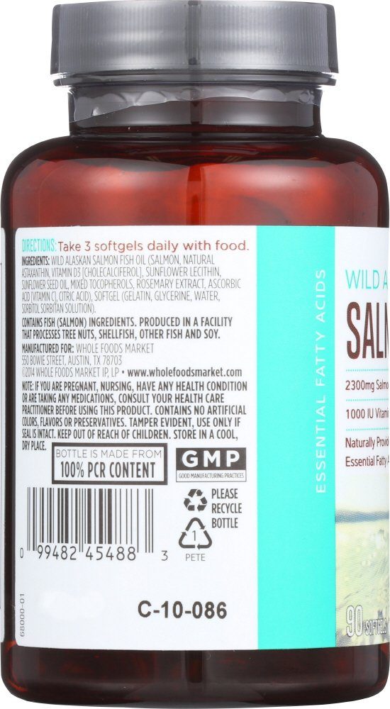 Whole Foods Market, Wild Alaskan Salmon Oil, 90 ct