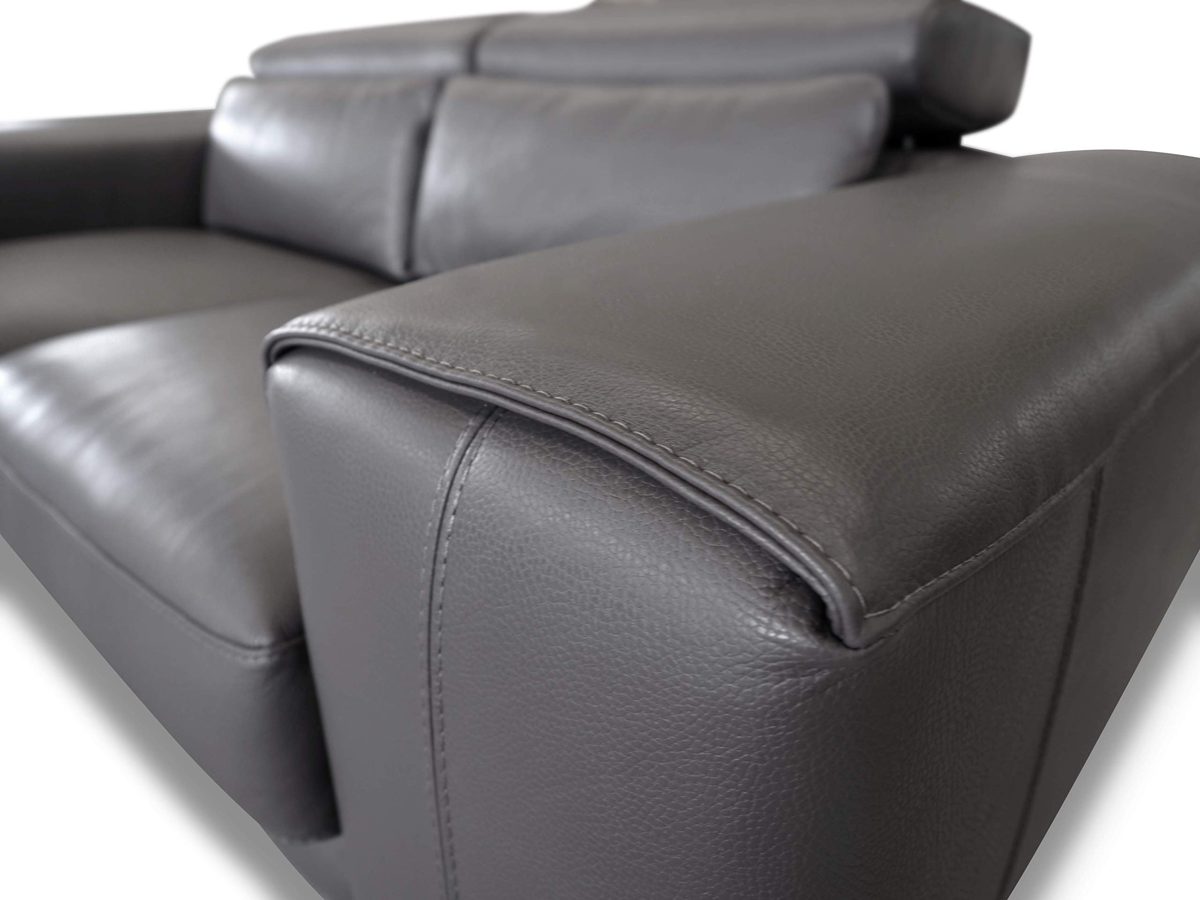 Amazon Brand - Alkove Elvas Leather Sofa, 2 Seater Maxi, Grey