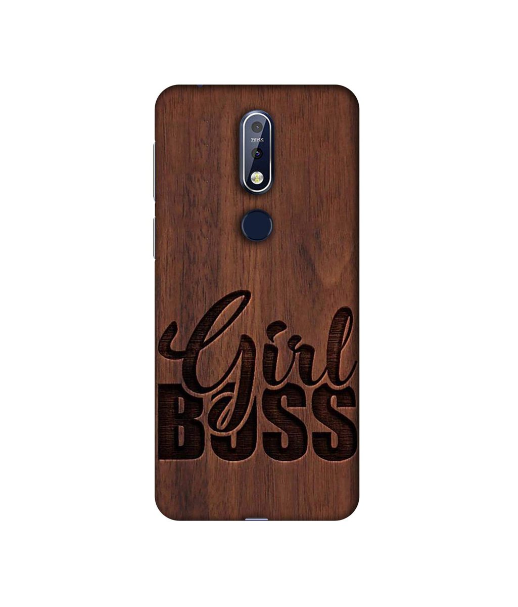 Amazon Brand - Solimo Designer Girl Boss On Wood 3D Printed Hard Back Case Mobile Cover for Nokia 7.1