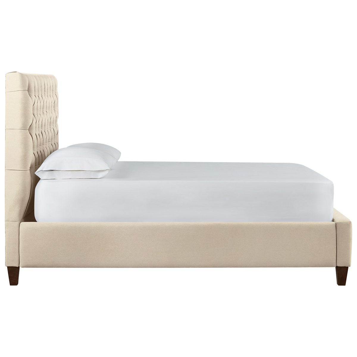 Amazon Brand – Stone & Beam Prudence Tufted King Bed, 84"W, Cream Herringbone