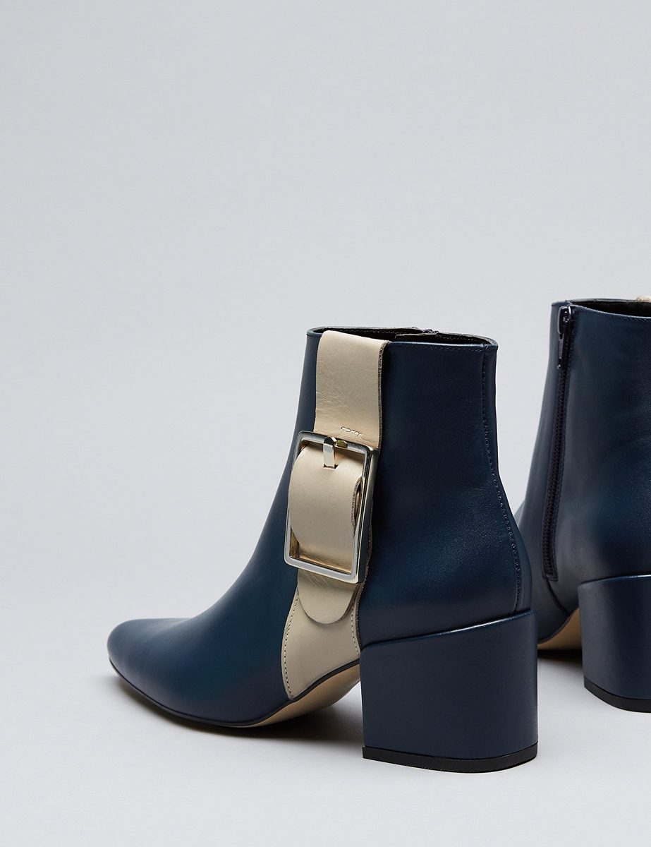 Amazon Brand - find. Women's Ankle Boots with Zips and Colour Block Straps, Blue (Blue), US 5
