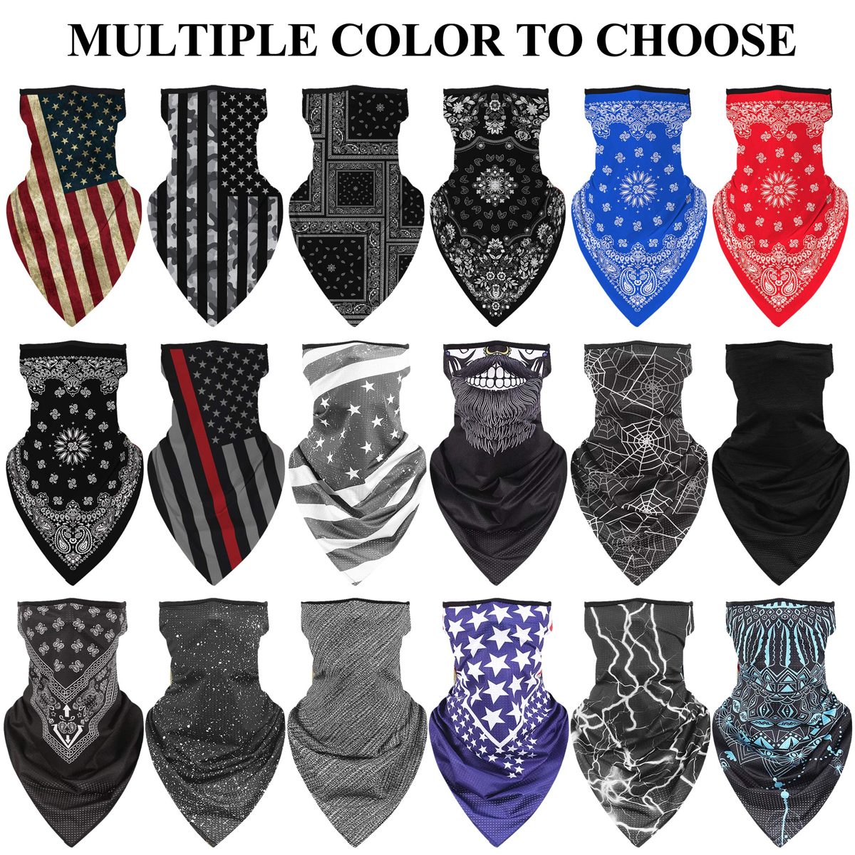 JSPA Unisex Ear Hangers Face Balaclava Washable Face Shield Protective Mouth Cover Scarf Neck Gaiter Breathable Anti-UV Face Bandanas Wristband Sweatband Balaclava for Wind Dust Bugs Protection