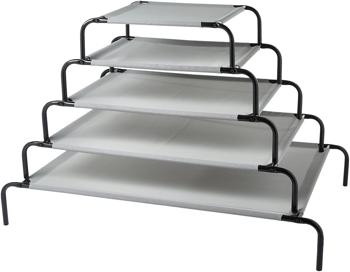 AmazonBasics Extra Large Elevated Cooling Pet Dog Cot Bed - 60 x 37 x 9 Inches, Grey