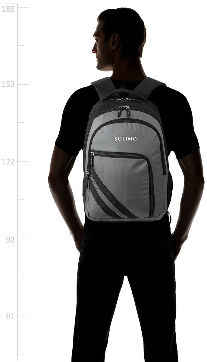 Amazon Brand - Solimo Travel Backpack (29 litres, Metallic Grey & Coal Black)