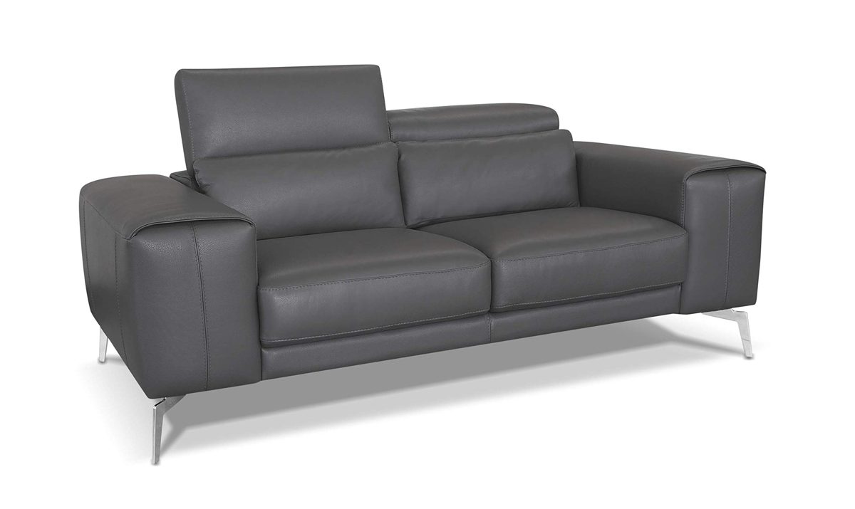 Amazon Brand - Alkove Elvas Leather Sofa, 2 Seater Maxi, Grey