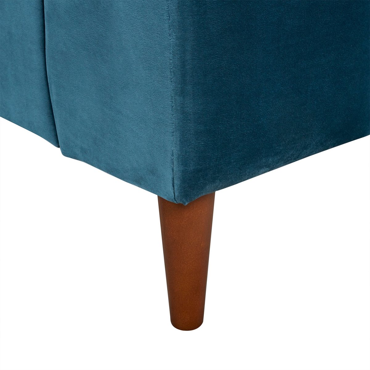 Rivet Gwyneth Mid-Century Velvet Bed Frame with Headboard