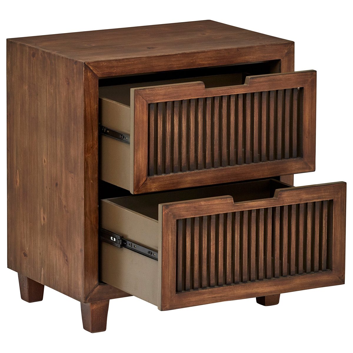 Amazon Brand – Stone & Beam Cabernet Slatted 2-Drawer Cabinet, 23.6"W, Ash