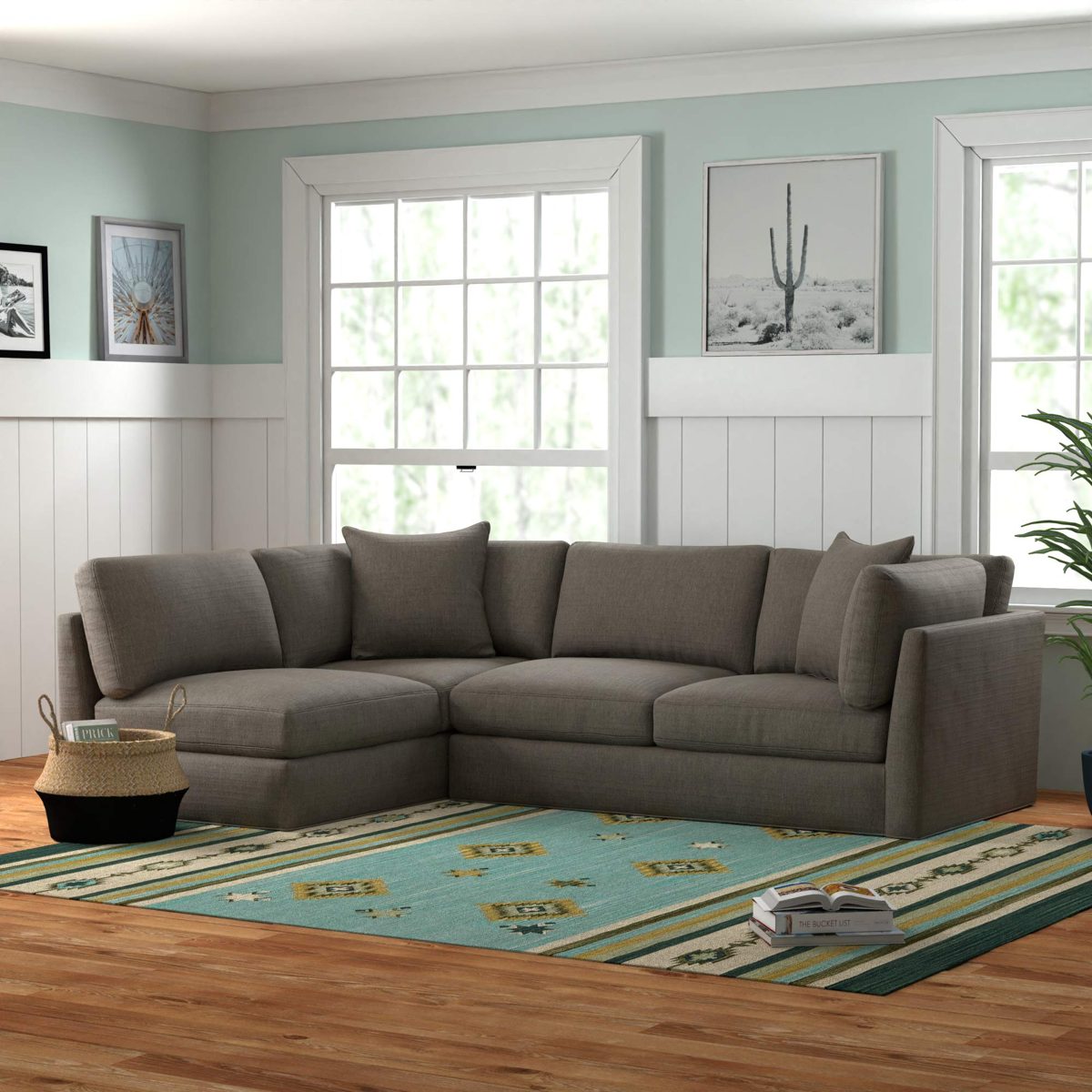 Amazon Brand – Stone & Beam Devonshire Modern Farmhouse Sectional Sofa Couch, 114"W, Tweed