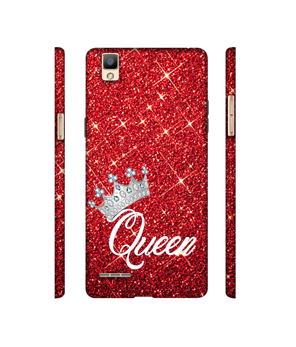 Amazon Brand - Solimo Designer Queen On Red Glitter 3D Printed Hard Back Case Mobile Cover for Oppo F1
