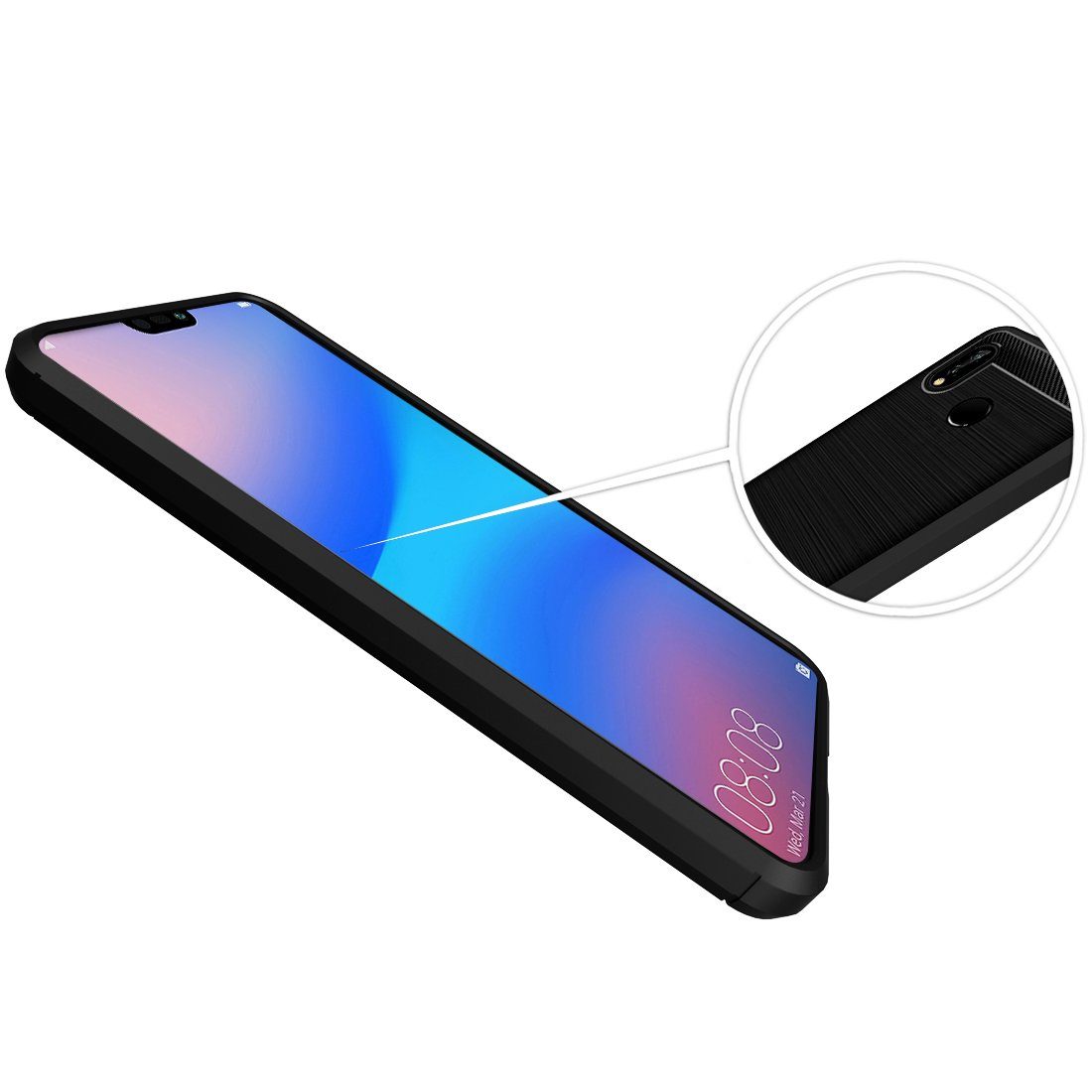 Amazon Brand - Solimo Protective Mobile Cover (Soft & Flexible Back Case) for Huawei P20 Lite (Black)