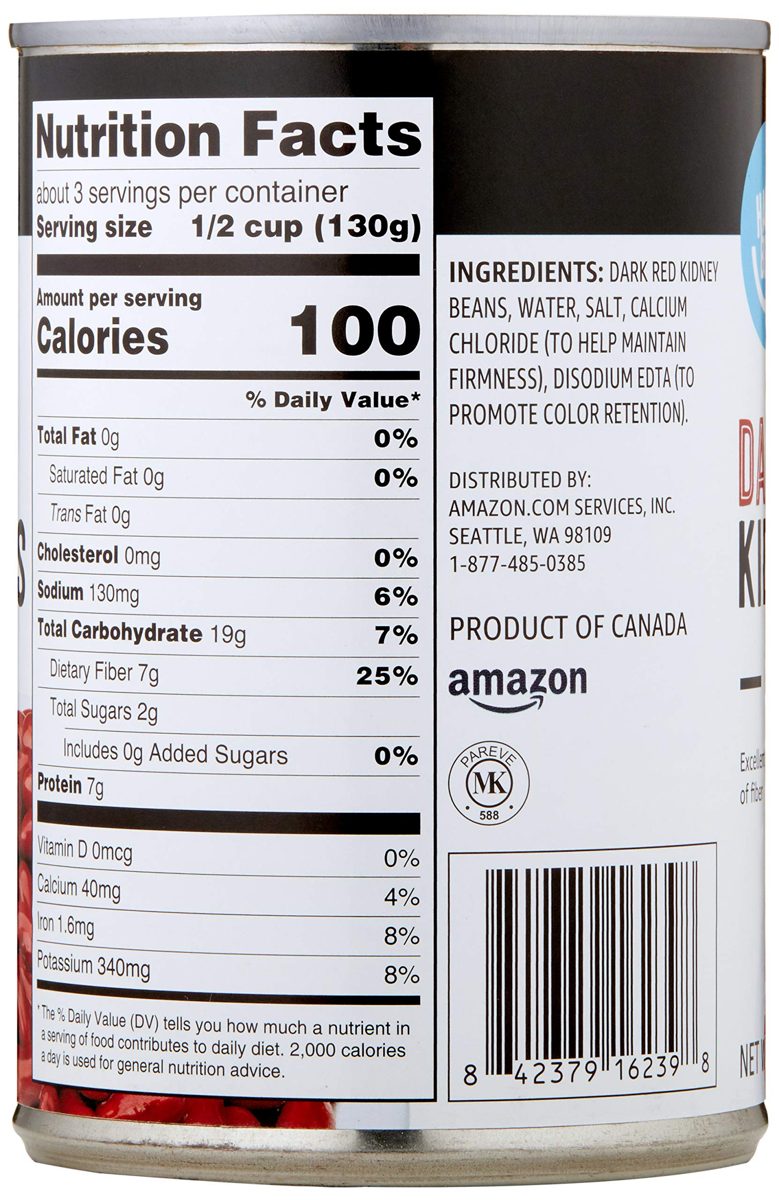 Amazon Brand - Happy Belly Dark Red Kidney Beans, 15 Ounce