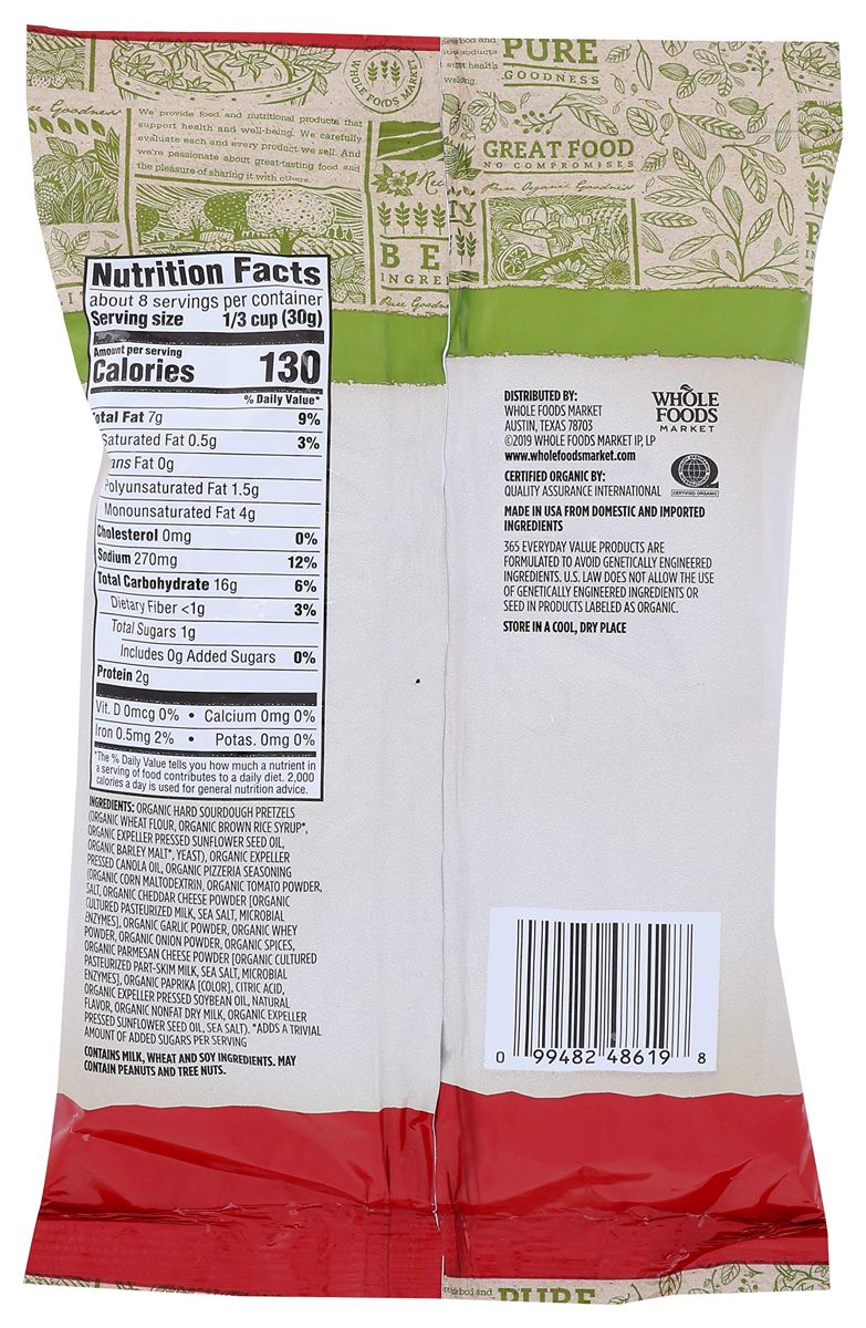 365 Everyday Value, Organic Pizzeria Sourdough Pretzel Pieces, 8 oz