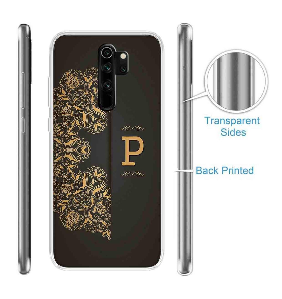 Amazon Brand - Solimo Designer Multicolor Black Pattern Alphabet-P Printed Soft Back Case Mobile Cover for Xiaomi Redmi Note 8 Pro