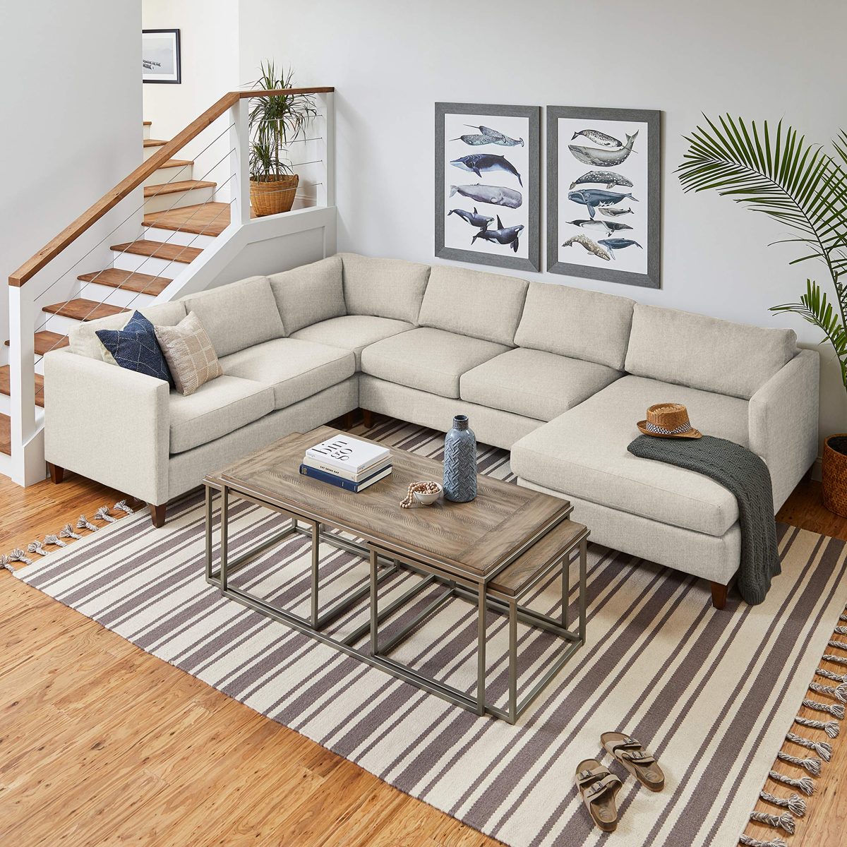 Amazon Brand – Stone & Beam Andover Modern Left U-Sectional Sofa, 134"W, Sand
