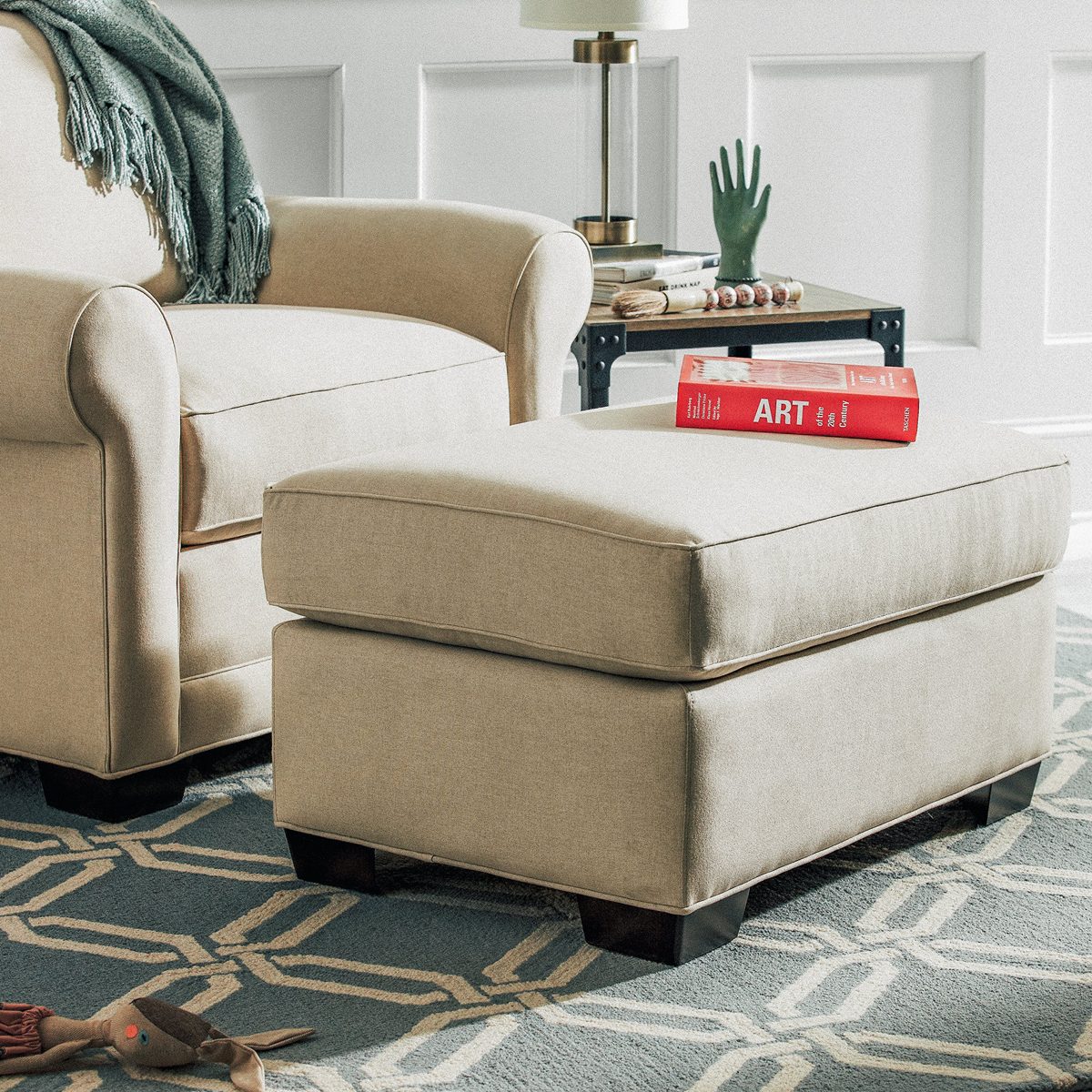 Amazon Brand – Stone & Beam Kristin Ottoman, 33"W, Sand