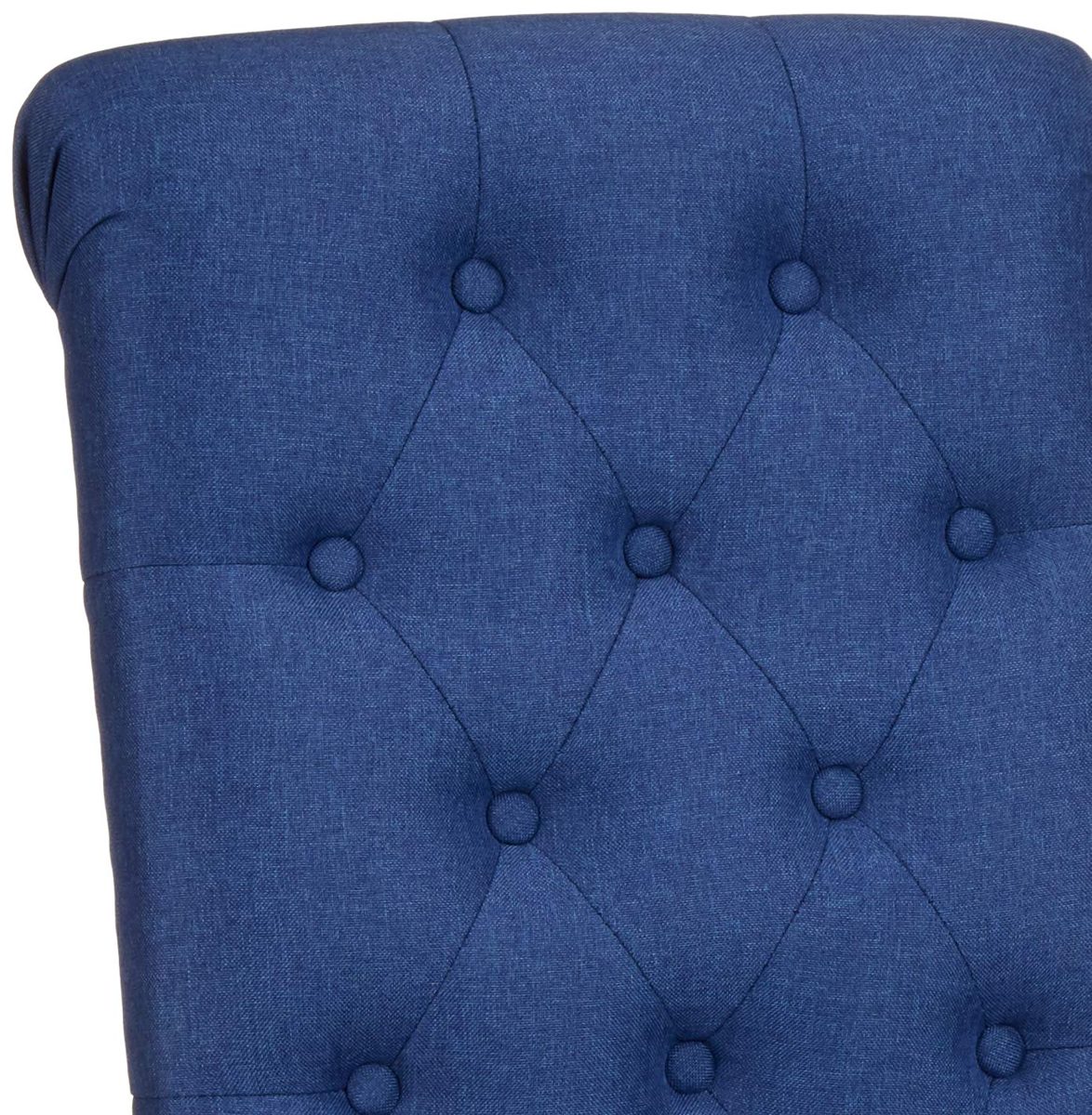 AmazonBasics Classic Fabric Tufted Dining Chair with Wooden Legs - Set of 2, Blue