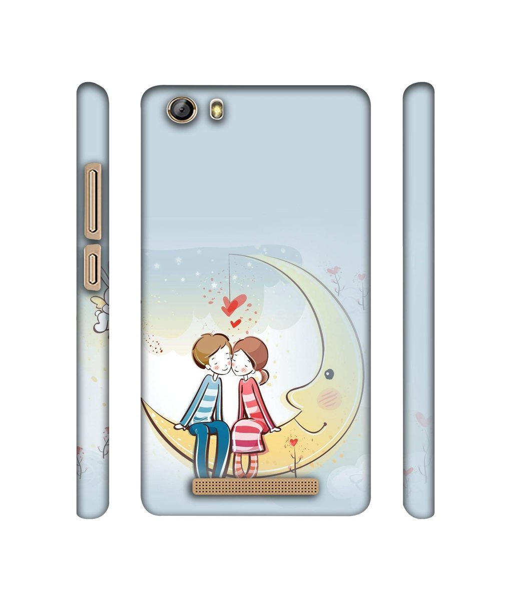 Amazon Brand - Solimo Designer Couple Sitting On Moon 3D Printed Hard Back Case Mobile Cover for Gionee Marathon M5 lite