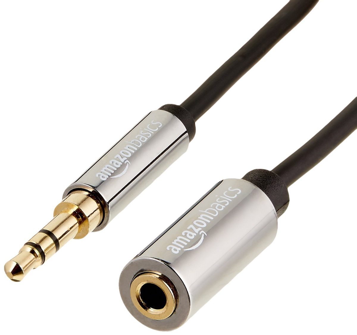 AmazonBasics 3.5mm Male to Female Stereo Audio Extension Adapter Cable - 6 Feet (Renewed)