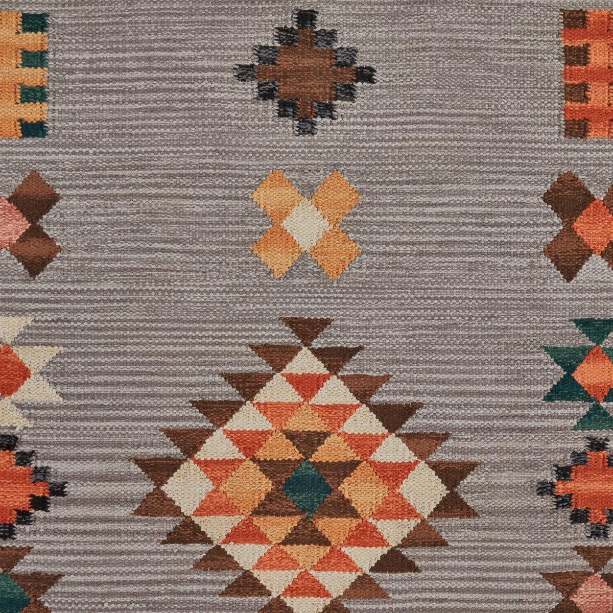 Amazon Brand – Stone & Beam Casual Geometric Southwestern Flatweave Cotton Runner Rug, 2' 6" x 8', Gray, Orange