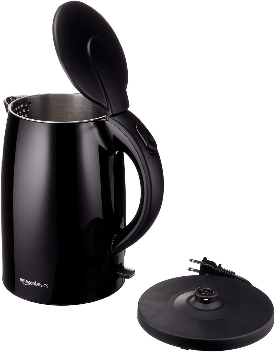 AmazonBasics Double-Walled Stainless Steel Electric Kettle - 1.7 Liter (Renewed)