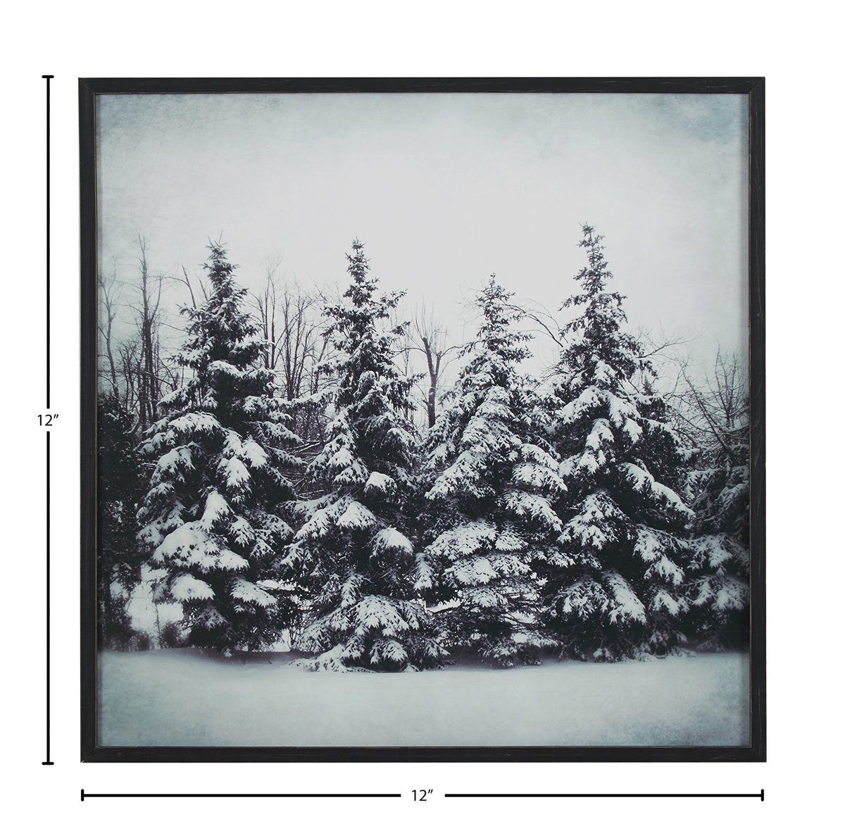 Amazon Brand – Stone & Beam Modern Black and White Print Wall Art of Forest Snow, Black Frame, 12" x 12"