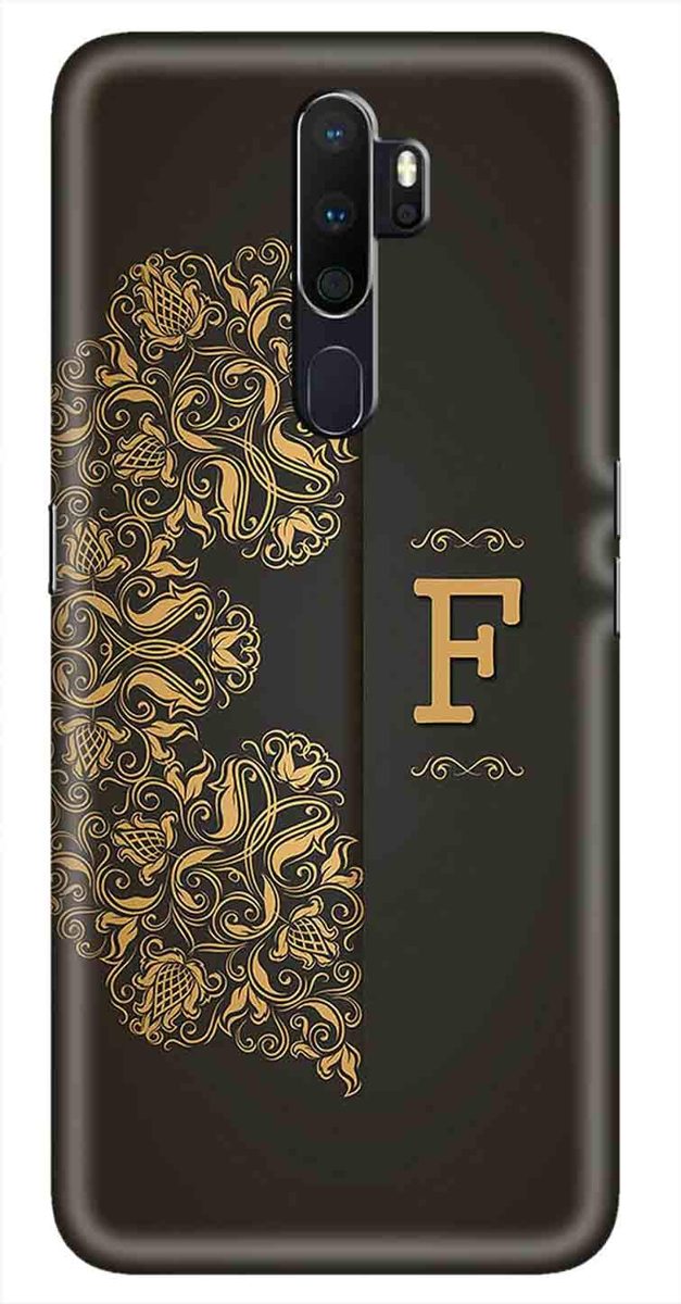 Amazon Brand - Solimo Designer Black Pattern Alphabet-F 3D Printed Hard Back Case Mobile Cover for Oppo A5 (2020)