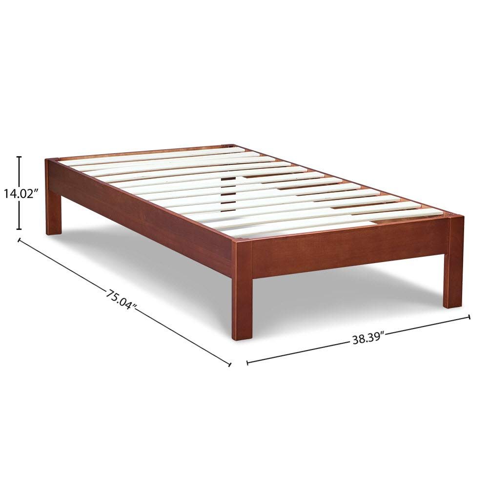 Amazon Brand – Rivet Modern Solid Pine Wood Platform Bed, Twin, 38.39"W, Antique Espresso