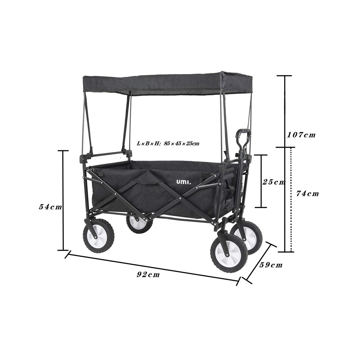 Umi. Essentials Handcart Transport Trolley with Roof Hand Trolley Transport Trolley Folding Garden Trolley