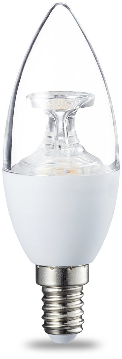 AmazonBasics LED E14 Small Edison Screw Candle Bulb, 6W (Equivalent to 40W), Clear, Dimmable- Pack of 2