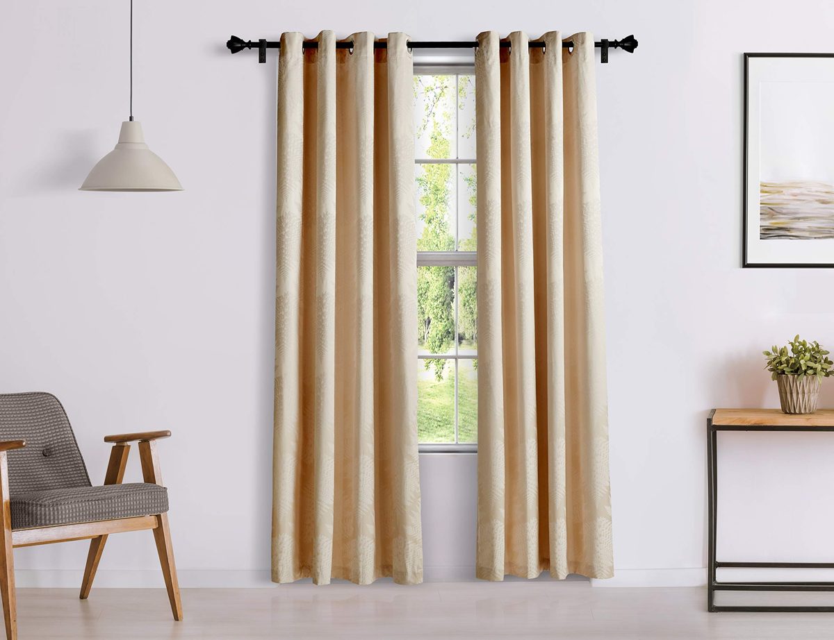 Amazon Brand - Solimo Rivendale Door Curtain, 7 feet - Set of 1 (Mimosa Gold)