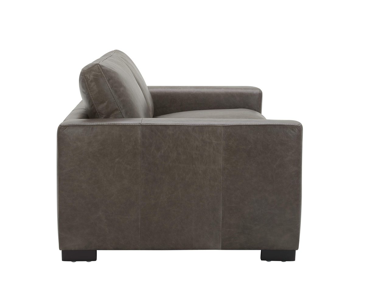Amazon Brand – Stone & Beam Westview Extra-Deep Down-Filled Leather Loveseat Sofa Couch, 75.6"W, Dark Grey