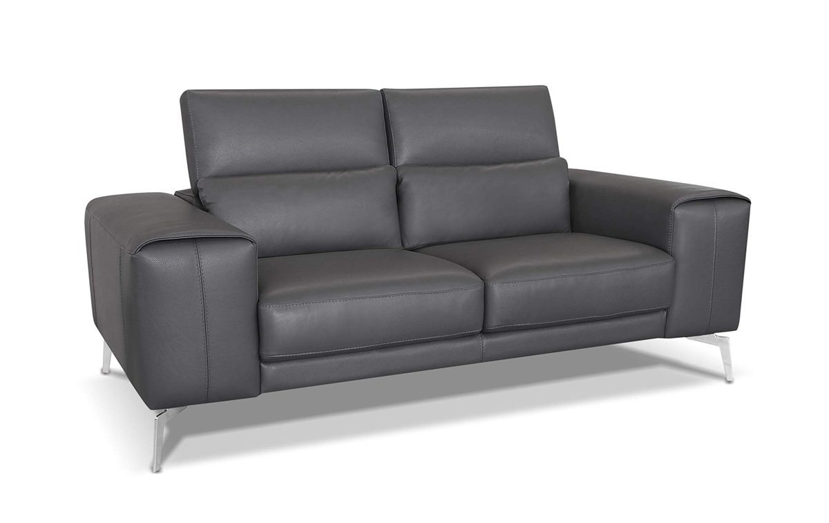 Amazon Brand - Alkove Elvas Leather Sofa, 2 Seater Maxi, Grey
