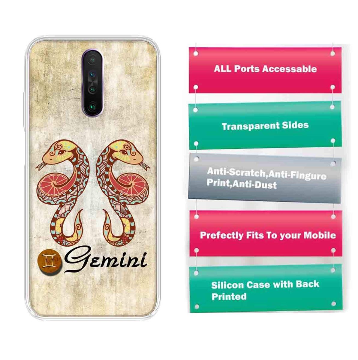 Amazon Brand - Solimo Designer Multicolor Gemini Design Printed Soft Back Case Mobile Cover for Poco X2 / Xiaomi Redmi K30