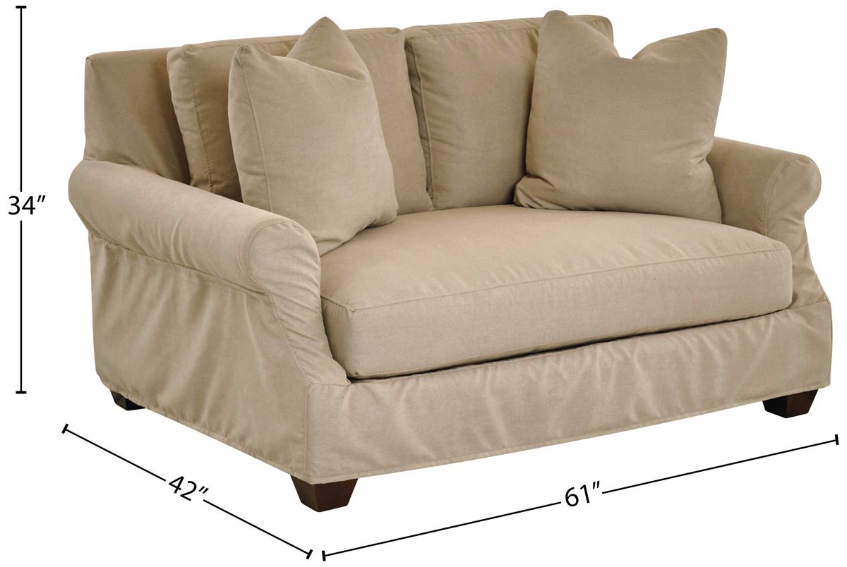 Amazon Brand – Stone & Beam Conner Slipcover Love Seat Sofa Couch, 61"W, Linen