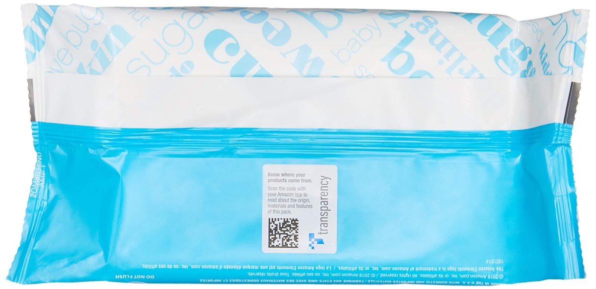 Amazon Elements Baby Wipes, Unscented, 480 Count, Flip-Top Packs